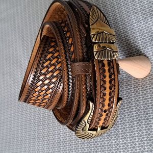 Nocona Men's Belt - Sz. 34 - Brass Buckle and Accents